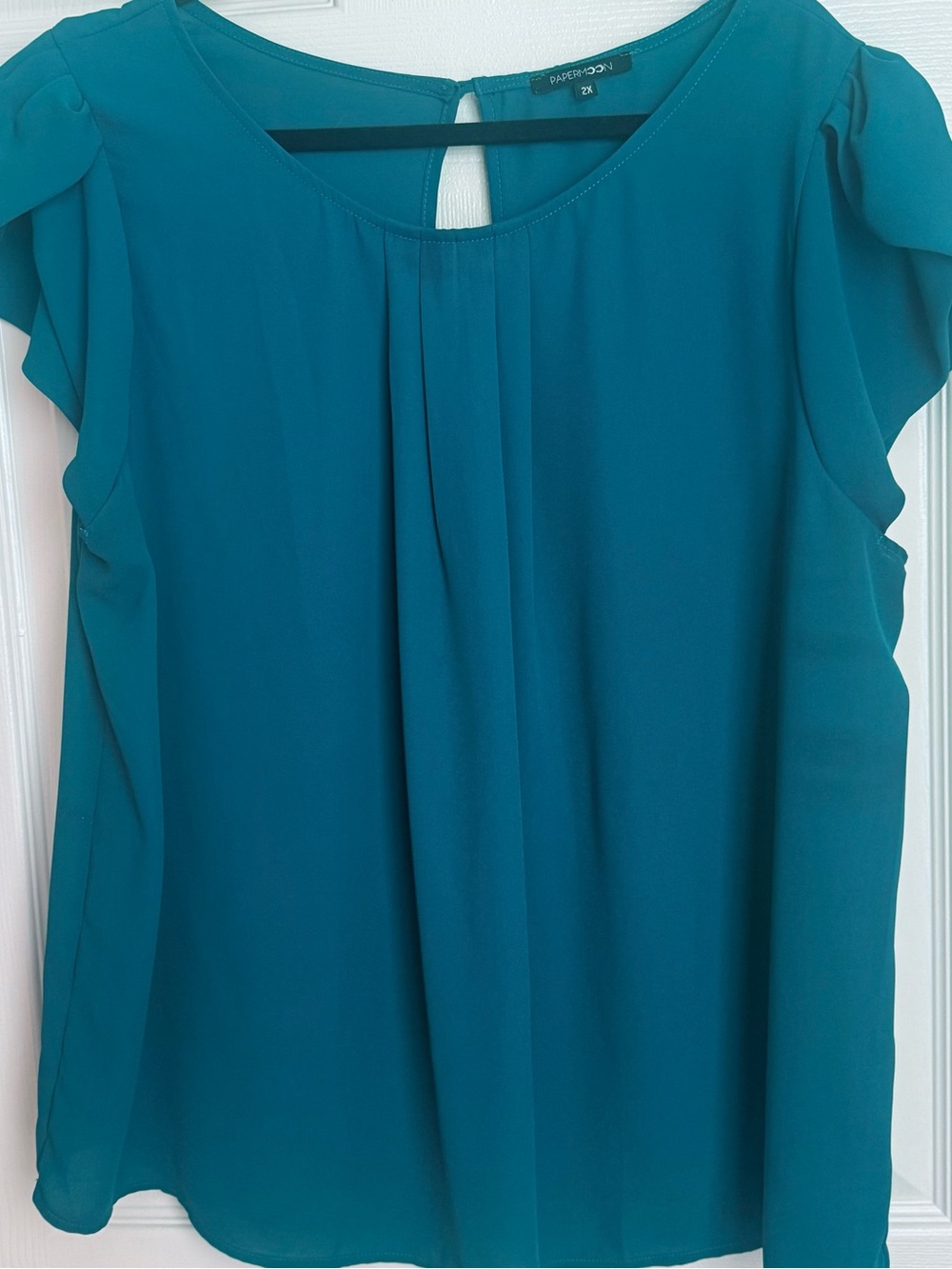 Papermoon Teal Cap Sleeve Pleated Blouse